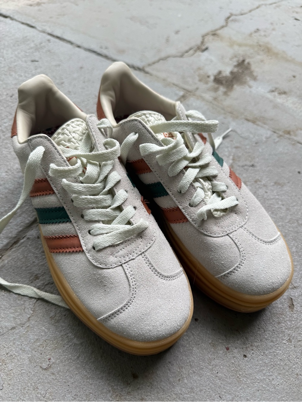 adidas Gazelle Bold cream with Green and and terracotta Accents